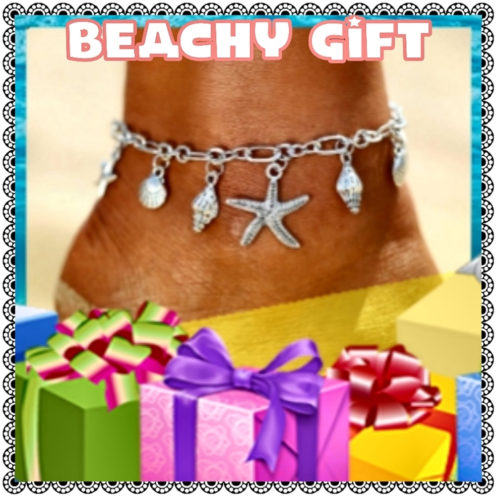 Seashell charms anklet, silvertone - Picture 5 of 6